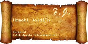 Homoki Jolán névjegykártya